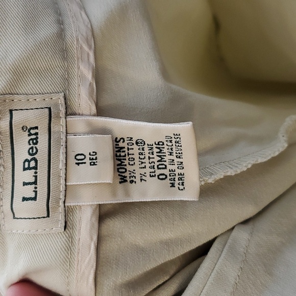 LL Bean Cropped Pants Khaki Light Tan Mid Rise Straight Taper Womens 10 - Picture 8 of 9